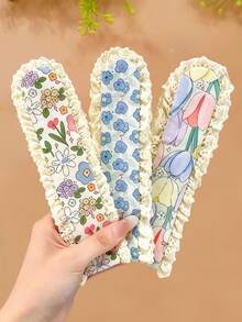 2/2/2/Pcs/Set Floral Lace Hook And Loop Hair Accessories, Pastoral Style - Suitable For Girls And Women, Applicable For Vacation, Date, Photography, Campus Activities, Etc., Random Color - Multicolor - View 3