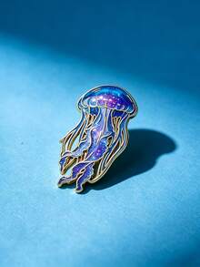 鯊魚與章魚琺瑯胸針，金屬手工領口針，百搭獨特時尚配件，適用於包包、帽子、圍巾，適合日常、派對、旅行裝飾，送給男士與女士海洋愛好者的禮物 - 多色 - 查看 6