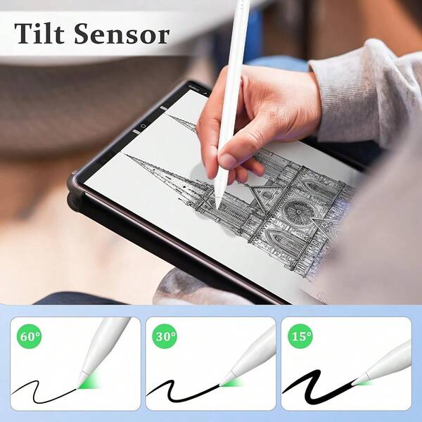 A Stylus Designed Specifically For Tablets, Featuring Type-C Fast Charging And A Battery Indicator Light, And Comes With 2 Replacement Tips