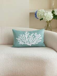 LCUHPCL 1pc Tropical Ocean Style 3D Embroidered Coral Pillow Case, Home Decor For Living Room, Bedroom, Party, Outdoor Patio And More - Mint Blue - View 10