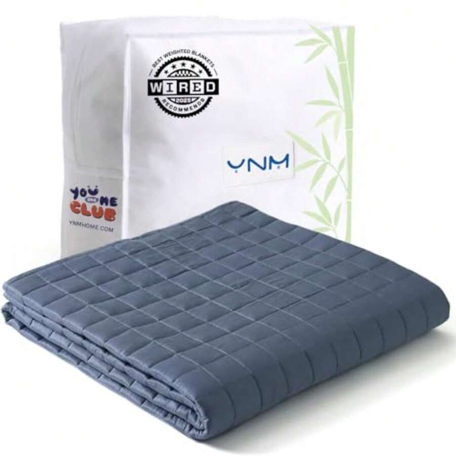 YnM - Cobija pesada de bambú para personas - Azul Gris original - Ver 1