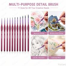 Yutiars [Premium Fine Brushes] 11pcs High-Quality Fine Bristle Paint Brushes, Suitable For Acrylic, Oil, Watercolor, Digital Oil Painting, Model And Craft, With Triangular Handle - Purple - View 10