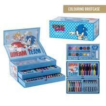 Cerdá Sonic 索尼克著色套裝，手提箱裝，男女童皆宜 - 官方授權，文具盒內含馬克筆、彩色鉛筆和水彩顏料，藍色，是送禮和手工製作的理想之選 - 選項 4 - 查看 2