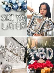 1 pièce Ballon en aluminium argenté de 16 pouces, 26 lettres A-Z, convient pour les bannières de phrases personnalisées, les fêtes d'anniversaire, les mariages, les anniversaires, les cérémonies de remise des diplômes, les décorations de fêtes de vacances - argent - Voir 8