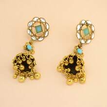 1 Collar, 1 Par de Pendientes, Conjunto de Collar & Pendientes, Estilo Lujo Palaciego Vintage, Collar de Cadena con Patrón de Loto, Textura Exquisita Tallada de Loto, Pendientes de Campana de Combinación de Tres Partes, Bohemio, Medio Oriente, Clásico, Elegante, Vacaciones, Viajes, Festival, Banquete, Para Mujeres - Multicolor - Ver 5