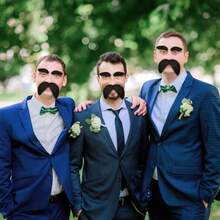 2 Packs Self-Adhesive Mustaches And Eyebrows Funny Costume Accessories For Cosplay Halloween World Book Day Party - Black - View 3