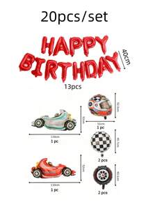 kumozawa 20件裝賽車主題生日派對用品，汽車生日派對裝飾，賽車氣球、賽車輪胎氣球、頭盔氣球、獎盃氣球 - 紅色 - 查看 9