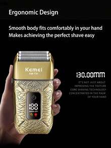 Kemei 男士專業電動刮鬍機 鬍鬚修剪器 三浮動刀頭 USB充電式面部刮鬍刀 乾濕兩用 LED顯示 理髮店震盪式刮鬍機 可拆卸刀頭易於清潔 1400mAh大容量長效電池 - 彩色 - 查看 4