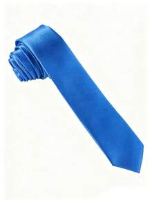 1PC Men's Solid Color Tie, Business Formal Narrow Tie (4cm) - Royal Blue - View 2