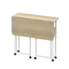 Folding Table With Wheels - Home Office Desk - 80x58x75cm - Folding Computer Desk With Bookshelf - Portable Mobile Workstation - Suitable For Small Spaces - Mustard Yellow - View 10