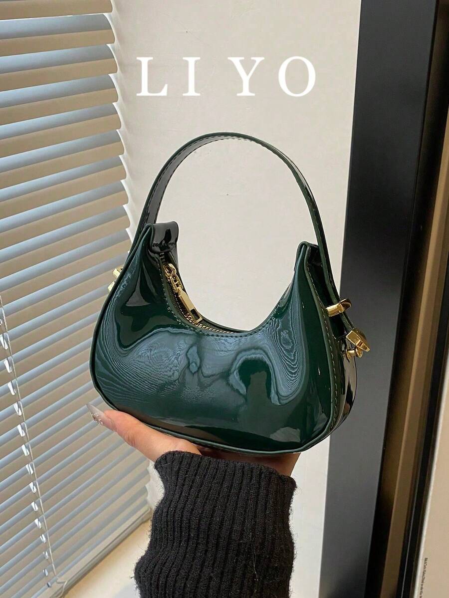 Mini Cute Mirror Lacquer Shiny Small Handbag For Women, Fashionable High-Quality Lightweight Tote Bag