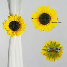 2er Set künstliche Sonnenblumen Vorhangclips, Vorhang Dekorationsclips - C-Mehrfarbig - Übersicht 4