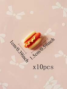 1/6/10/20pcs Mini Resin Hot Dog Decorations, Miniature Hot Dog, Suitable For Dollhouse Food Decor, Fairy Garden, Miniature Landscape And Crafts, DIY Miniature Food Decor, Exquisite Design Durable Small Model, Phone Case Decoration DIY Accessories - A - View 7