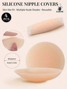 2 piezas/4 piezas Cubiertas reutilizables e invisibles para pezones, impermeables y transpirables, adecuadas para vestidos sin espalda y sin tirantes, bodas, fiestas, cómodas y antideslizantes - Multicolor - Ver 15