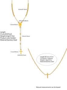 VceTd 2PCS Minimalist Cross Pendant Stainless Steel Necklace For Women, Suitable For Daily Wear Or Gift - Yellow Gold - View 9