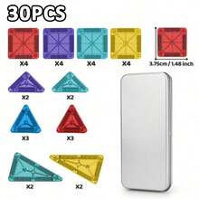 Magnetic Tile Mini Travel Set, Montessori Kindergarten Educational Sensory Toy, Suitable As Birthday Gift For Children 3 Years And Above - 彩色 - 查看 14