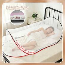 Single Person Portable Mosquito Net, No Installation Required, Suitable For Dorm, Business Trip, Travel - Black and White - View 3