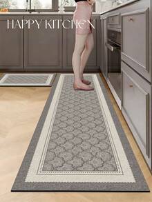 1pc Absorbent Non-Slip Cuttable Luxury European Style Double-Layer Border Pattern, 3.5mm Kitchen Rug, Entrance Mat Indoor Bathroom Mat, Suitable For Kitchen, Bathroom, Entryway, Laundry Room, Garden - Multicolor - View 2