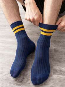10 Pairs Women's Mid-Calf Socks, Breathable & Moisture-Wicking, Double Stripe Design, Suitable For Autumn/Winter - Multicolor - View 7