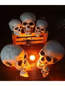 Skeleton Skull Decor, Human Skull Halloween Decoration, Bar And Table Halloween Decor, Scary Yard Decoration - Multicolor - View 8