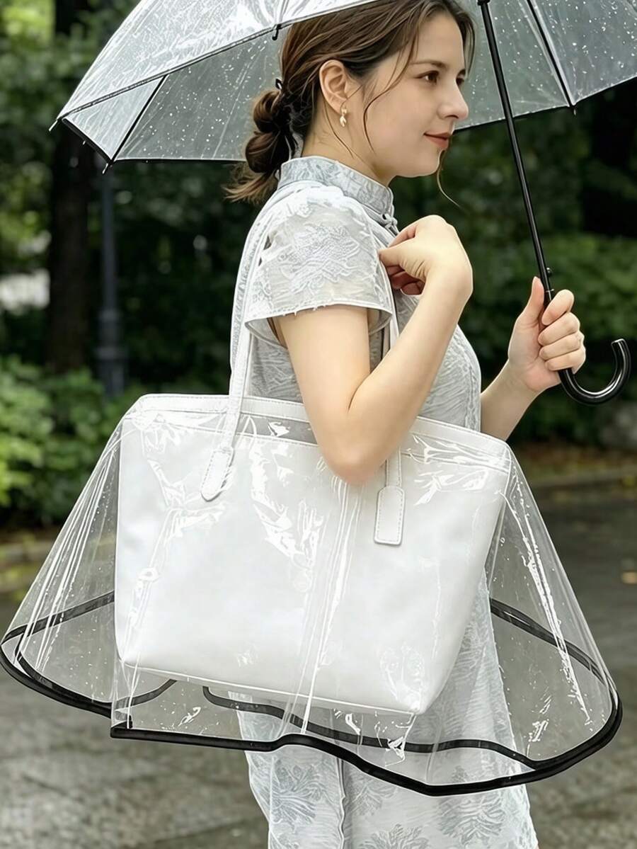 Transparent Handbag Rain Cover, Universal Handbag Raincoat, Reusable Waterproof PVC Rain Bag, Reinforced Edges, Fashionable Protective Cover Suitable For Outdoor Travel, Hiking And Daily Use, Essential For Most Bags In Rainy Weather - Multicolor - View 1