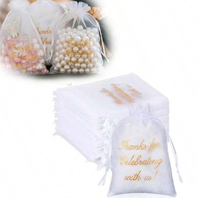 Transparent Organza Gift Bags, Mesh Drawstring Gift Bags, Wedding Guest Thank You Gift Bags, Bridal Shower Candy Gift Bags, Suitable For Anniversary Birthday Gifts