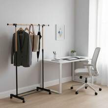 KIWI MOBLEKIT | Free-Standing And Expandable Clothes Racks In Metal And Wood, Clothing With Adjustable Options, With Wheels Or Shelves, Organizers For Bedroom, Entryway And Home - 木材 88x145x43x90-160 厘米 - 查看 7