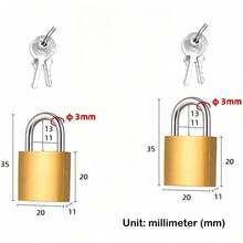 1pc/2pcs Antique Copper Multi-Function Anti-Theft Padlock, Single Lock, Comes With 2 Keys, Suitable For Key Door Lock, Gym Locker, Hook Lock, Toolbox And Backpack - Gold - View 13