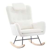 Modern Design: Rocking Chair, Rocking Chair With Footrest, Relaxation Chair, Reclining Chair, Lounge Chair With Armrests, Soft Velvet Upholstery, Load Capacity Up To 100 Kg. Suitable For The Bedroom, Living Room And Garden. - White - View 10