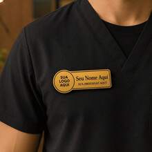 Crachá Magnético Broche Botton - Identificação, Imã, Personalizado, Profissão, Lojista, Vendedor, Empresa - Dourado - Visão 4