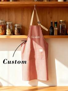 Customized Name Embroidered Linen Apron, Personalized Embroidered Name Apron, Breathable And Skin-Friendly, Unique Design, Practical And Warm Souvenir - Multicolor - View 7
