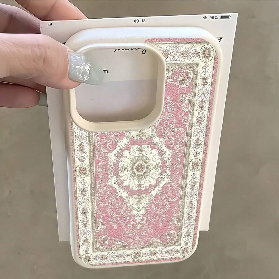 Bow-Knot 1pc White Lychee Texture Matte Lens Protection Minimalist Pink Strawberry Bow Puzzle Pattern Phone Case, Personalized Compatible With IPhone iPhone16 Pro Max, iPhone17/iPhone16/15/14 Plus/iPhone13/12/11, Air, Compatible With Samsung Series - Weiß 1 - Übersicht 1