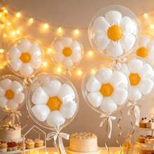 10pcs 18-Inch Bobo Ball Daisy Foil Balloon Set, Suitable For Birthday, Wedding, Baby Shower And Party Photo Booth Decoration - View 3