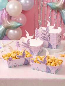 12pcs Mermaid Tail Shaped Paper Plates, Mermaid Party Disposable Food Trays, Snack Trays, Cookie Baking Trays, Popcorn Boxes, Gift Packaging Boxes, Mermaid Birthday Party Decorations, Baby Shower Party Decorations, Gender Reveal Party Decorations, Wedding Party Decorations, Girls Birthday Decorations, Baby Party Supplies, Under The Sea Party - Mermaid - View 5