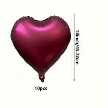 10pcs Matte Metallic Burgundy Heart-Shaped Balloons - Romantic Atmosphere Decoration, Suitable For Weddings, Birthdays, Valentine's Day, Anniversary Parties Photography Props (Ribbon Not Included) - View 5