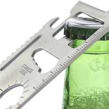 1pc/2pcs Multi-Function Outdoor Tool Card, Portable Survival Pocket Card, Bottle Opener Survival Card; Multi-Function Tool Suitable For Camping And Hiking - Silver - View 2