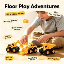 Juguete excavadora realista grande para niños - Máquina excavadora realista con inercia y movimiento deslizante, apta para jugar en la playa y el patio trasero, camión de construcción, bulldozer, cargador, de vuelta a la escuela - Multicolor - Ver 8