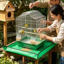 1PC Waterproof Foldable Bird Cage Seed Catcher Mat, Easy Clean Anti-Spill Bird Feeding Mat Washable Splatter Guard Liner For Budgie Parakeet Canary Finch Small Birds Small Pet Cage Tray Cover Bird Cage Accessory - View 1
