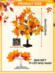 Lighted Maple Tree Autumn Decor, Thanksgiving Maple Leaf Tabletop Tree, Lighted Autumn Home Decor, Suitable For Thanksgiving, Harvest, Farmhouse Style, Home Decor, Wedding Party, Gift, Indoor, Outdoor - Multicolor - View 6