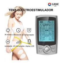 Tens/ems Electroestimulador Muscular 2Canales 36 Modos 10 Electrodos Digital Portátil Recargable SJROHE plateado masajeador eléctrico con Electroestimuladores Muscular alivio Dolor Relajación Muscular - Gris Claro - Ver 10