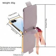 VIETAO 蝴蝶結設計鏡面人造皮革翻蓋手機殼，適用於 Galaxy Z Flip 8 7 6 5 4，電鍍 PC 保護殼 - 黑色 - 查看 9
