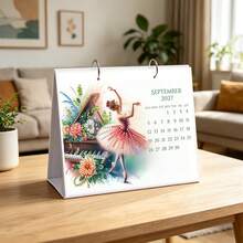 1件 5D DIY-2027 鑽石畫桌面日曆，花卉與樂器主題創意設計紙質雙面桌面日曆，創意手工藝品，適合居家書房、辦公室與桌面裝飾，適合女性，理想的節日與新年禮物送給同事、朋友與家人 - WTL006-樂器 - 查看 4