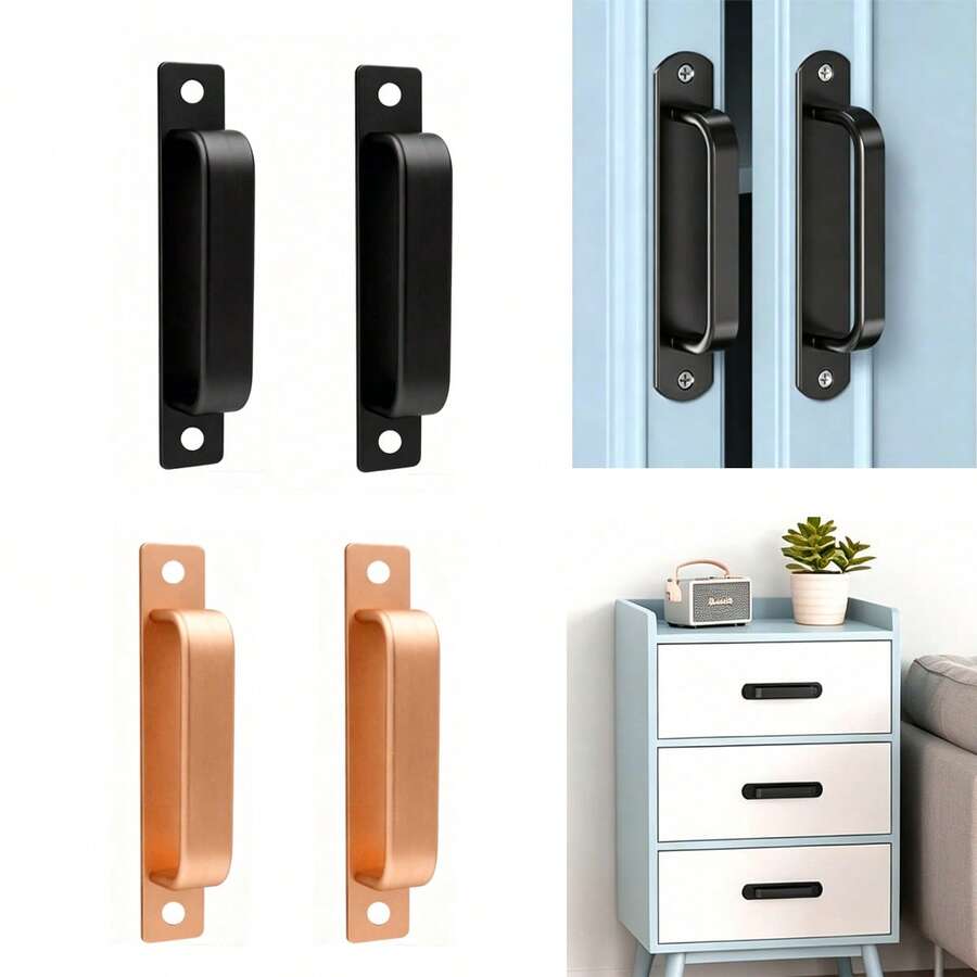 2pcs Aluminum Alloy Barn Door Handles, Heavy Duty Sliding Door Pulls With Backplate, Modern Style Door Handles For Wardrobe, Kitchen Cabinets, Bathroom Doors And Furniture - Multicolor - View 1