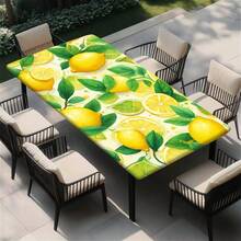 1 pieza Mantel elástico para exteriores con patrón de limón, mantel floral de frutas de verano amarillo, decoración del hogar para mesa de cocina y comedor, mantel con patrón de limón, adecuado para primavera y verano - D - Ver 12