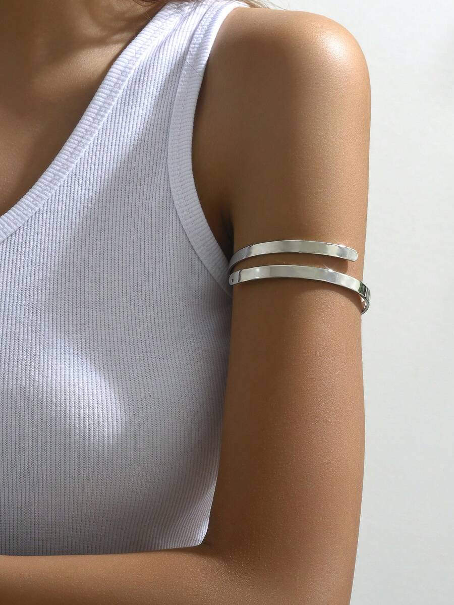 1pc Women's Metal Butterfly Creative Design Fashion Niche Arm Cuff Suitable For Daily Wear - Silver-b466 - View 1