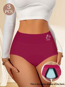 MEIYATING 3pcs Plus Size Women's Period Panties, Triangle Briefs, Leak-Proof, Breathable Mesh - Purple - View 4
