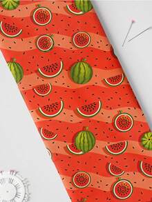 1pc New Watermelon Print Quilted Polyester Fabric, Soft Slightly Stretchy, Pre-Cut 50x145/100x145/145x200cm, DIY Craft Fabric For Garment Making Doll Clothes Quilting Gift Wrapping Sewing Projects, Hand Wash Only - 06 Watermelon - View 20