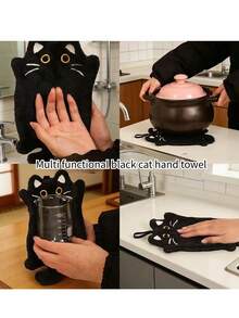 Black Cat Hanging Hand Towels, Super Soft And Absorbent Hand Towels, Quick-Drying Decorative Hand Towels, Suitable For Bathroom, Kitchen, Home Decor, Gift For Cat Lovers - Multicolor - View 7