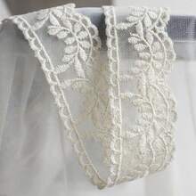 1/5碼 3.5cm寬 優雅花卉刺繡蕾絲飾邊緞帶，柔軟網布波浪邊蕾絲邊飾，適用縫紉DIY手工、婚紗面紗內衣娃娃衣窗簾下擺裝飾，復古風布料飾邊配件 - 多色F - 查看 13