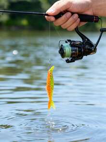 GOTURE 7pcs Double Color Multi Section Fish Bone Fish, 3D Fisheye Design, Multi Section Bait Body, Bite Resistant, Scissor Tail Fish Lure Soft Bait, Sea Fishing Boat Fishing Bait - Multicolor - View 4
